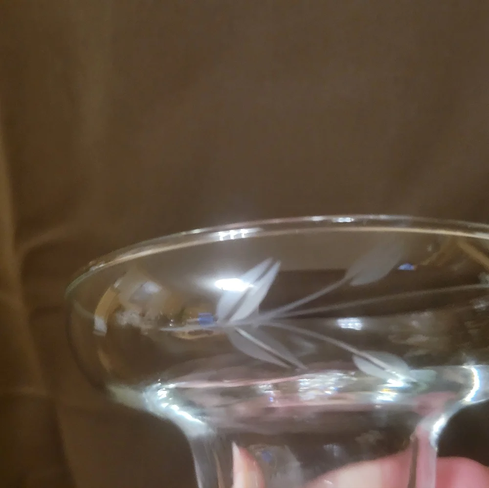 vintage anchor hocking coupette marguerite glass shrimp cocktail etched glass x2